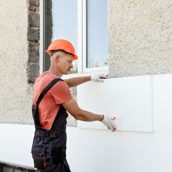 chantier d'isolation par l'extérieur préparation